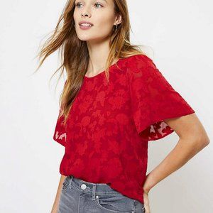 LOFT Clip Puff Sleeve Top M